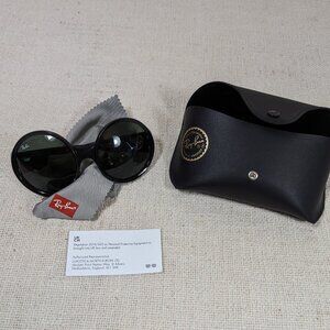 Ray-Ban RB4345 Oversize Round Sunglasses Black Frame Dark Lenses w/ Case VGUC